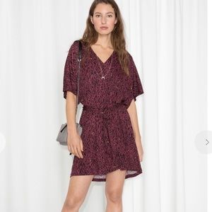 & Other Stories Maroon/Burgandy Leopard Dress